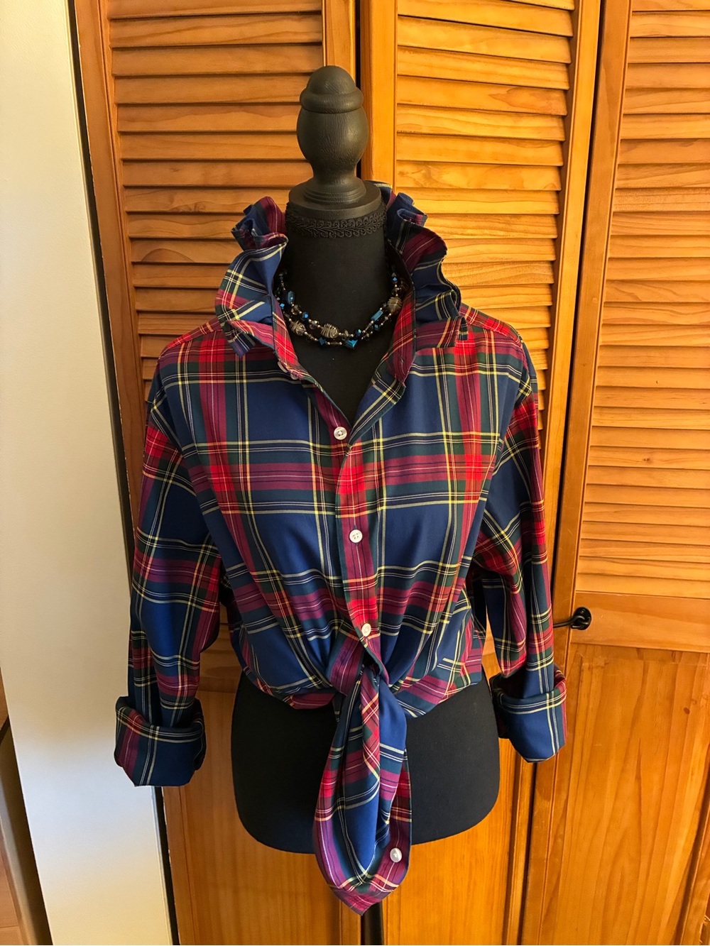 Hart Schaffner Marx Navy, Red and Yellow Plaid Shirt Jacket